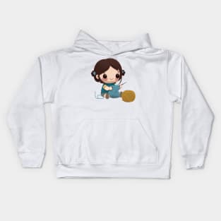 Chibi Knitting Mom Kids Hoodie